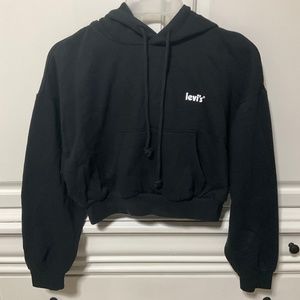 Levi’s XS/TP NWT crop black hooded sweatshirt, kangaroo pocket, very cute!